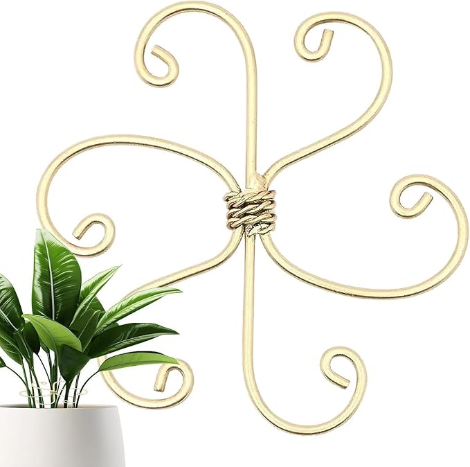 Reusable Plastic Plant Support Stakes, Plant Stem Support Set - Flexible Indoor Gardening Trellis for Potted Vines, Climbing Flowers and Herb Garden (Gold)
