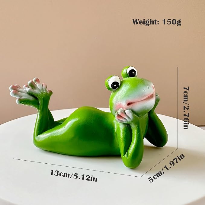Cute Climbing Frog Figurines Flower Pot Hugger Resin Hanging Frog Sculpture Outdoor Statue Plant Pot Decorations for Home Garden Fence Balcony Patio Lawn Yard Ornaments (Lying)