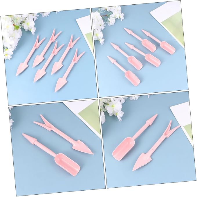 HEMOTON Succulent Planting Tool Set 20pcs (16cm Pink) Plastic Transplant Gardening Tools for Bonsai and Flowerpot Use Household Gardening Accessories