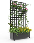 IDEALHOUSE Metal Planter Box with Trellis, 72"x47"x15.7" Galvanized Raised Garden Bed on Wheels with Drainage Holes, Outdoor Planter for Climbing Plants Vines & Privacy Screen, Square Lattice