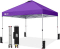 CROWN SHADES 10x10 Pop Up Canopy - Beach Tent with One Push Setup - Easy Outdoor Sun Shade for Events, Parties, Camping - Gazebo with STO-N-Go Cover Bag, Silver Coated Top, Purple