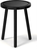 Wood Plant Stands Indoor, 16.7" Tall Plant Stand Outdoor Mid-Century Plant Stool, Single Plant Table Modern Small Round Side/End Table for Living Room, Balcony, Office(Black)