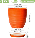 12 Inch Plant Pot, Ceramic Planters for Plants with Drainage and Saucer, Orange
