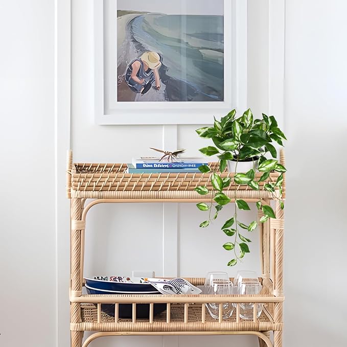 Briful Fake Plants Indoor Greenery Realistic Faux Trailing Plant Artificial Potted Plants in Black Pot White N' Joy Leaf Houseplant for Living Room Table Kitchen Counter Shelf