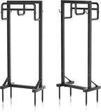 Garden Hose Holder with Stable Base and Tool Hooks, GAVISCITY Heavy-Duty Metal Hose Hanger Garden Hose Storage Holds 151Ft Hose, Rustproof Freestanding Water Hose Holder for Outside, Yard, Lawn, Black