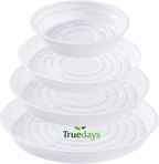 TRUEDAYS 20 Pack White Plant Saucers – 4 Sizes (6"/8"/10"/12") Plastic Flower Pot Trays for Indoor & Outdoor Plants, Drip Trays to Protect Floors & Surfaces