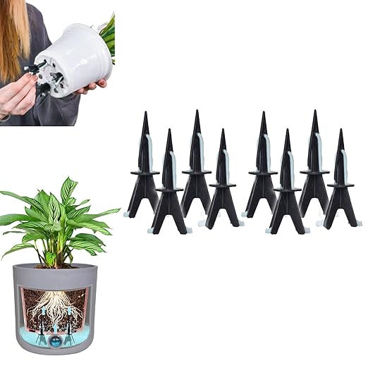 GreenShip 8 Pack Self Watering Planter Insert, Wick Spikes for Plants, Patented Plant Wicks for Self Watering, Plant Stakes for Indoor Outdoor Plants,Vacation Use(Medium for Height 12"-17" Planter)