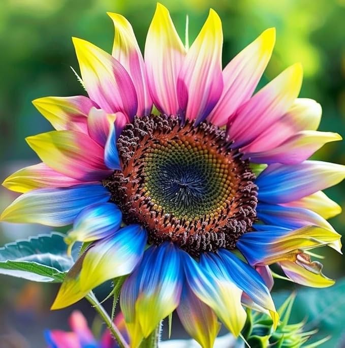 100 Pack Sunflower Seeds Mixed Varieties,Rare Colors - Red, Purple, Blue, Black-Heart, Charcoal, Teddy Bear, Smiley