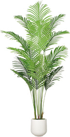 Artificial Palm Tree 6FT, Fake Tree Tall Fake Plant with White Planter, Artificial Tree Faux Floor Plant Artificial Plant Indoor for Home Office Living Room Decor