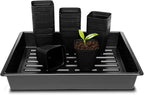 RooTrimmer 3.15 inch (8CM) Square Nursery Pots 100 pcs, Sturdy Seedlings Trays 5 Pcs, Seeds Starter Germination Tray, Microgreening Planter Nursery Propagation 5 Sets