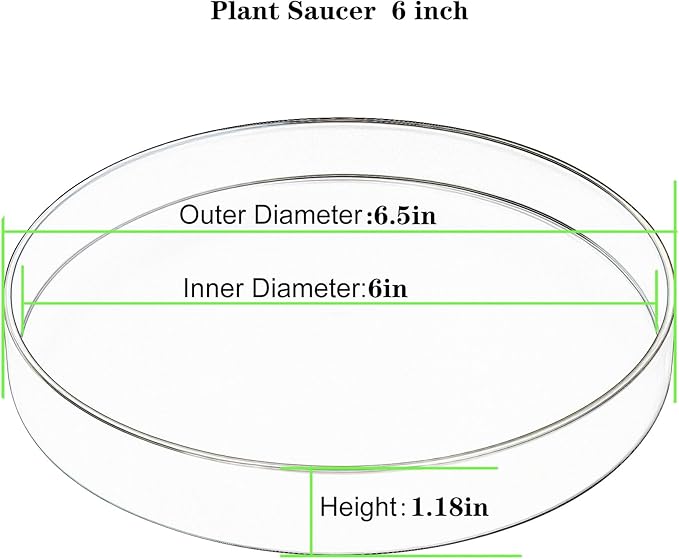 Plant Saucer 6 inch Drip Tray for Ceramic Plastic Pots, 2 Pack Plant Saucers for Indoors, Plastic Planter Flower Pot Saucers for Potted Plants, Planter Water Trays for pots Base (6", Black)