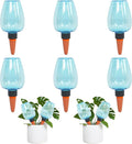 6pcs Plant Self Watering Globes, Plastic Water Bulbs Top Fill, 12.3 oz Plant Watering Devices System Slow Release Terracotta, Water Spikes Stakes for Indoor (Blue-6pack)