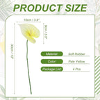 uxcell 4Pcs 11inch Artificial Anthurium Lily Flowers, Permanent Flower Bouquet for Home Arrangements Wedding Festival Decoration Crafts Store Decor Accessories, Pale Yellow