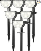 GKGG Solar Lights Outdoor Waterproof IP65, Solar Powered 76 LED 3 Lighting Modes Solar Spot Lights Outdoor for Yard Garden Landscape Pathway (White, 6 Pack)