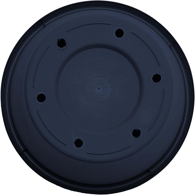 Bloem Terra 12" Diameter Round Navy Resin Planter Pot with Drainage Holes for Indoor and Outdoor Gardening