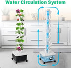 Vertical Hydroponics Growing System,Aeroponic Grow Tower for Herbs, Fruits and Vegetables 14 Layer 70 Plants Sites with Movable Water Tank Hydrating Pump, Timer, Adapter