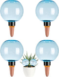 4 Pack Self Watering Globes 17oz Large Plant Watering Globes Top Fill, Self Water Planter Insert Indoor/Outdoor Plastic Water Bulbs Slow Release Terracotta for Plants, Blue
