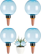 4 Pack Self Watering Globes 17oz Large Plant Watering Globes Top Fill, Self Water Planter Insert Indoor/Outdoor Plastic Water Bulbs Slow Release Terracotta for Plants, Blue