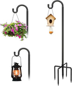 Breeze Touch 1Pack 32 Inch Adjustable Shepherd Hooks for Outdoor Outside, Heavy Duty with 5 Prongs Base, for Hanging Lantern, Hummingbird Feeder, Lightweight Plant, Wind Chime, Bird Feeder Hanger