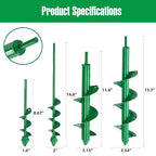 Auger Drill Bit for Planting 4 Pack, Garden Ground Earth Spiral Drill Bit for 3/8" Hex Drive Drill, Easy Bulb Auger for Post Hole Digger Flowers, Bedding Digging Plant Rapid Planter Tool