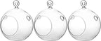 WGV Hanging Terrarium Globe, Width 4", Height 4.75", DIY Air Succulent Planter, Clear Glass Vase Orb with Flat Bottom, Candle Holder for Windowsill Outdoor Garden Decor, 3 Pieces Bulk