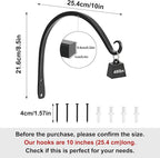 Gtongoko 2 Pack 10 Inch Plant Hangers Outdoor Metal, Plant Hooks for Wall Indoor, Outdoor Hooks for Hanging Bird Feeders, Plant Bracket, Lanterns, Wind Chinme, Black