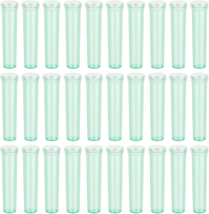 Vials for Flower Arrangements 2.8 Inch Floral Water Tubes Plastic Floral Vials with Caps (Green, 30 Pack)