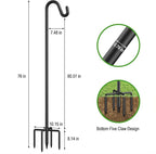 76" Shepherds Hooks for Outdoor, Adjustable Bird Feeder Pole with 5 Prong Base, Heavy Duty Bird Feeder Pole for Hanging Bird Feeders, Plant, Wind Chimes, and Garden Decorations
