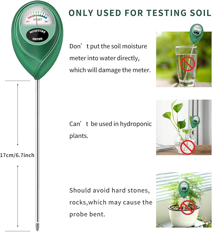 Soil Moisture Meter, 2 Pack Soil Moisture Monitor for House Plants, Soil Hygrometer Moisture Sensor for Indoor & Outdoor, Garden, Farm, Lawn Plant Care, No Battery Needed(Green + White)