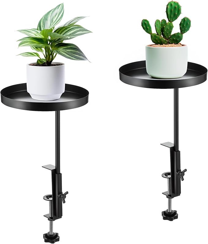 Teenyyou 2 Pcs Window Sill Plant Shelf 5.7''D x 12.4''H Adjustable Window Shelf Windowsill Clamp Tray for Indoor Plants Metal Windowsill Extension Tray Planter Floating Shelves for Indoor Outdoor