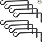 AILIN YELOKIE 12" Plant Hangers 8-Pack - Heavy Duty Rust-Resistant Steel Hooks for Bird Feeders, Indoor/Outdoor Plants & Wall Decor, Black