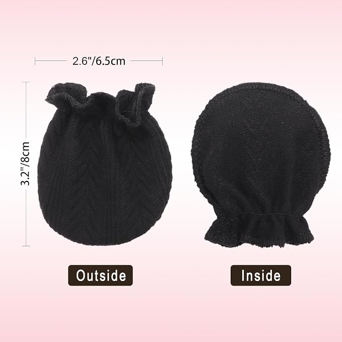 BQUBO Baby Turban Hats and Mittens Set Newborn Infant Hospital Hats Caps with Bows for Baby Boys Girls 0-12 Months