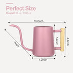 Watering Can Indoor Plants, 35 oz/1000 ml Metal Stainless Steel Watering Can Pot with Long Spout for Indoor House Plants Bonsai Outdoor Garden Flower Decorative (Pink)