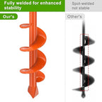 Insaga 1.6" x 9" Auger Drill Bit for Planting, 2.5mm Thick Spiral Earth Drill Garden Auger for Post Hole Digger, Solid Steel Bright Orange Powder Coated, Fit 3/8'' Hex Drive for Bulb Flower Garden