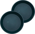 The HC Companies 14 Inch Classic Round Plant Saucer, Lightweight UV-Resistant Plastic Outdoor & Indoor Flower Pot Tray, 2-Pack Plant Pot Trays for Garden & Home Decor, Evergreen