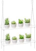 Sumerflos 2-Tier Acrylic Window Boxes Plant Shelves for Window of Kitchen, Bedroom, Living Room, 16 Inch Wall Flower Double Hanger Boxes Adjustable Hanging Shelves for Indoor Plants, Succulents