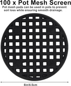 100 Pcs 1.8" Plant Pot Mesh Round Hole Cover, 45mm Black Plant Pot Drainage Mesh Discs Bottom Liners for Bonsai/Flower Pots, Soil Retention Grid Mats