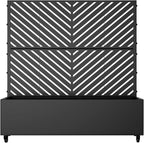 Casaphoria Metal Raised Garden Bed with Trellis and Wheels, 47"x47"x16" Planter Box for Climbing Plants, Vegetables & Vines, Features Drainage Holes and Privacy Screen (Black-Parallel)