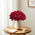 65Pcs Deep Red Hydrangea Artificial Flowers Bulk，Realistic Silk Fake Flowers with Stems，Faux Hydrangea Flowers for Wedding Home Decor Centerpieces Living Room Garden Party Baby Shower Decor