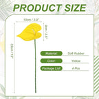 uxcell 4Pcs 11inch Artificial Anthurium Lily Flowers, Permanent Flower Bouquet for Home Arrangements Wedding Festival Decoration Crafts Store Decor Accessories, Yellow