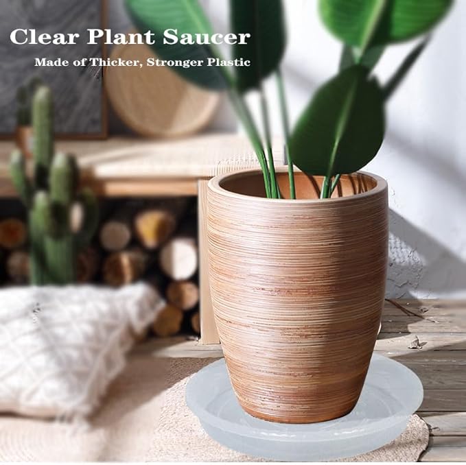 OVZILKI Plant Saucer 6 Pack of 4 6 8 10 12 14 16 inch, Clear Plastic Flower Plant Pot Saucer, Heavy Duty Plant Drip Trays Saucers for Indoor, Plant Water Tray for Planters (6", Clear)