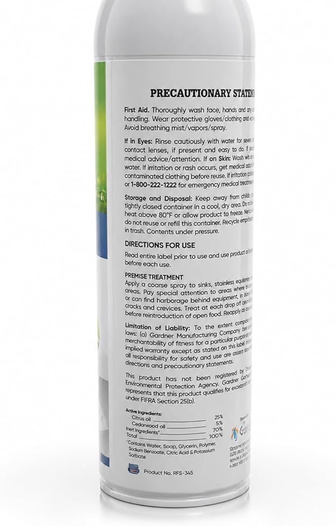 Gardner - Indoor Fly Spray - Natural Plant-Based Pest Control - FIFRA 25(b) Exempt Formula - Family and Pet Safe