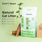 Zutto Nyan 4 in 1 Cassava Cat Litter - Advanced Fast Clumping, Flushable, Low Tracking, 99% Dust Free. Natural Plant Based,Pet Friendly, Great for All Cats, Sensitive Paws, Kittens(5.3 lbs x2 Bag)