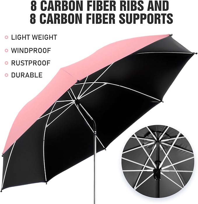 2 PACK Beach Umbrella with Clamp, 360 ° Adjustable Umbrellas for Chair, UPF50+ Umbrella for Beach Chair, Patio Chair, Wheelchair, Camping Chair, Golf Carts (Chair Not Included)