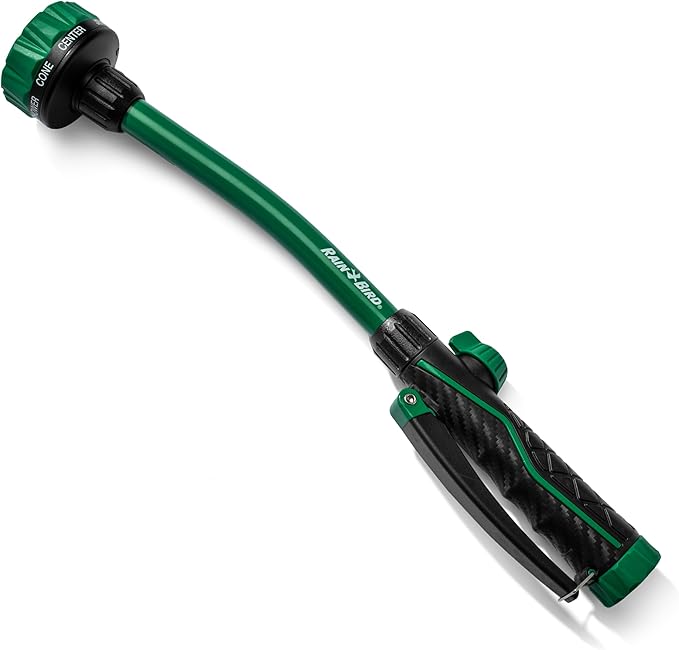 Rain Bird TRNZL8PWAND16 16" Watering Wand Garden Hose Nozzle, Front Trigger, Carbon Fiber Texture, 8-Pattern