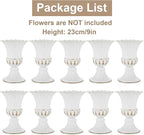Sziqiqi Metal Vases for Fake Fresh Flowers Rustic White Flower Pot for Indoor Outdoor Elegant Floral Plant Holder Bulk for Garden Wedding Home Farmhouse Decor 9in