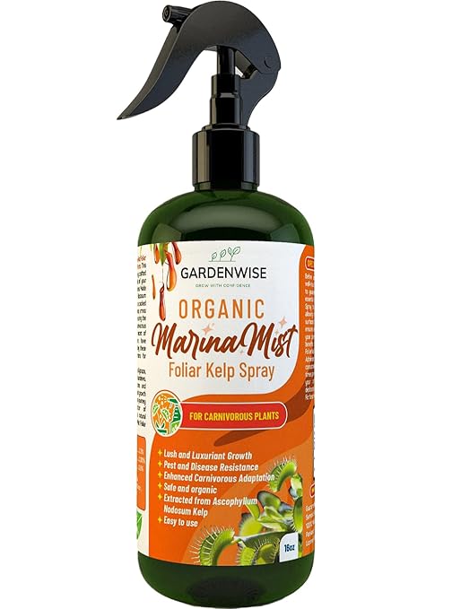GARDENWISE 100% Organic Marina Mist Carnivorous Plant Food | Liquid Kelp Foliar Spray for Plants - Kelp Fertilizer for Venus Flytraps, Sundew, Butterworts, Pitcher Plants 16 Oz
