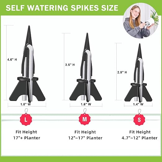 GreenShip 8 Pack Self Watering Planter Insert, Wick Spikes for Plants, Patented Plant Wicks for Self Watering, Plant Stakes for Indoor Outdoor Plants,Vacation Use (Small for Height 4.7"-12" Planter)