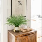 Briful Fake Plants Artificial Palm Leaf Plant in Gold Planter – 15’’ Tall Faux Tropical Greenery in Brushed Gold Pot for Modern Home Decor, Office Desk, Living Room, Shelf, Bathroom Decoration