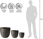 Kante 18 Inch Dia Round Concrete Planter, Indoor Outdoor Large Plant Pot with Drainage Hole and Rubber Plug for Home Patio Garden, Oil Rubbed Bronze